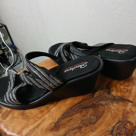 NWT Sketchers  Memory foam insole beaded slide in strappy sandal 2" heel size 10 - Picture 10 of 10